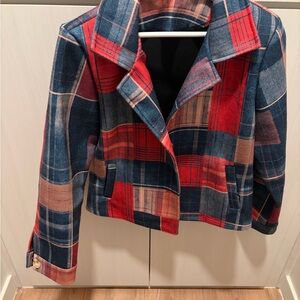 Plaid Women's Jacket - Red and Blue